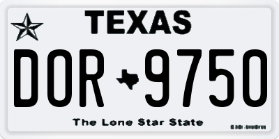 TX license plate DOR9750