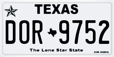 TX license plate DOR9752