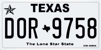 TX license plate DOR9758