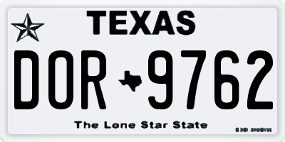 TX license plate DOR9762