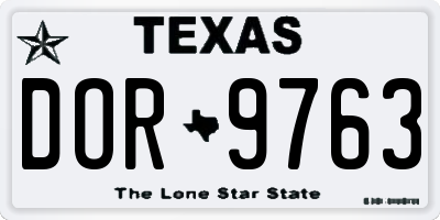 TX license plate DOR9763
