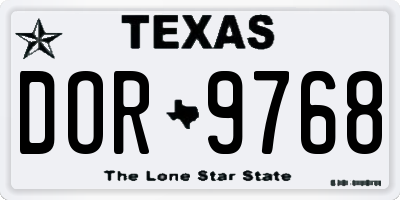 TX license plate DOR9768