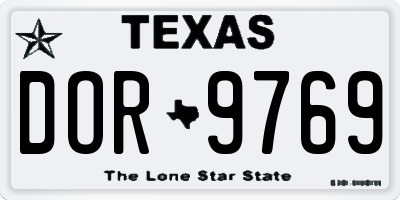TX license plate DOR9769