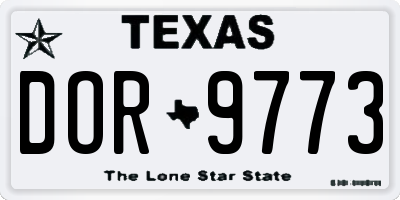 TX license plate DOR9773