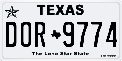 TX license plate DOR9774