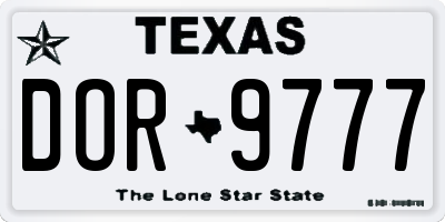 TX license plate DOR9777