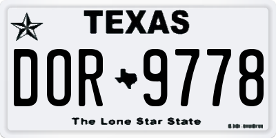 TX license plate DOR9778