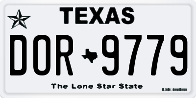 TX license plate DOR9779