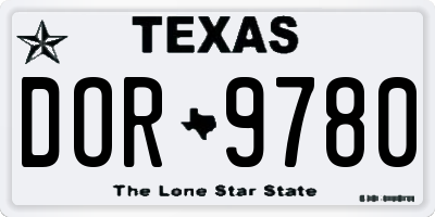 TX license plate DOR9780