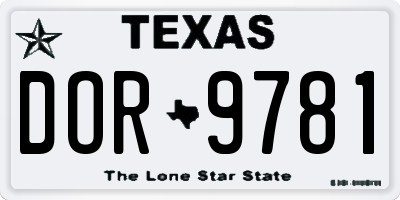 TX license plate DOR9781