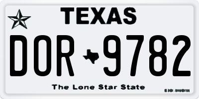 TX license plate DOR9782
