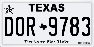 TX license plate DOR9783