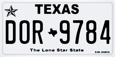 TX license plate DOR9784