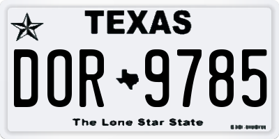 TX license plate DOR9785