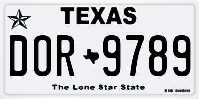 TX license plate DOR9789
