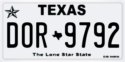 TX license plate DOR9792