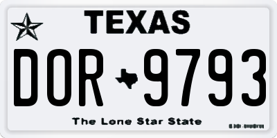 TX license plate DOR9793