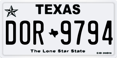 TX license plate DOR9794