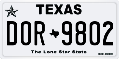 TX license plate DOR9802