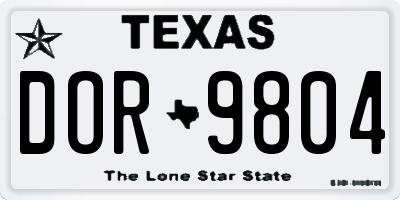 TX license plate DOR9804