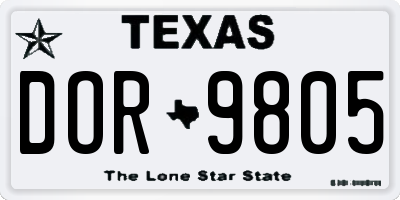 TX license plate DOR9805