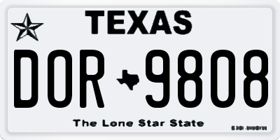 TX license plate DOR9808