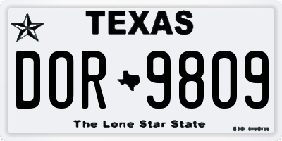 TX license plate DOR9809