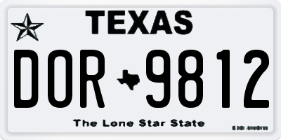 TX license plate DOR9812
