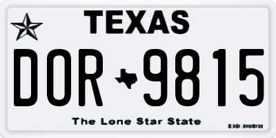 TX license plate DOR9815
