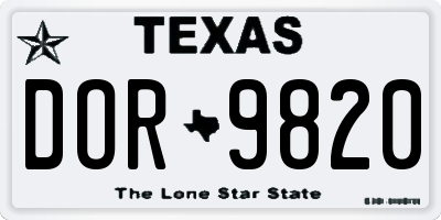 TX license plate DOR9820