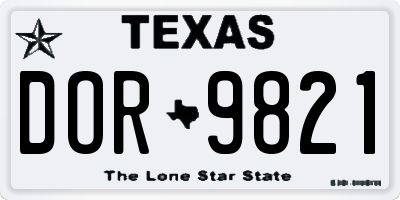 TX license plate DOR9821