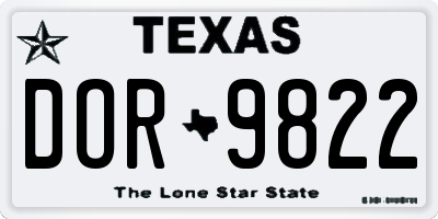 TX license plate DOR9822