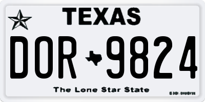 TX license plate DOR9824