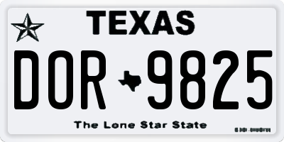 TX license plate DOR9825