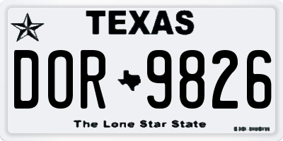 TX license plate DOR9826