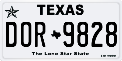 TX license plate DOR9828