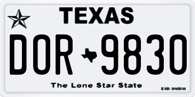 TX license plate DOR9830
