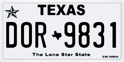 TX license plate DOR9831