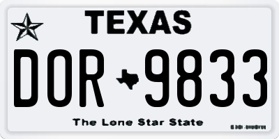 TX license plate DOR9833