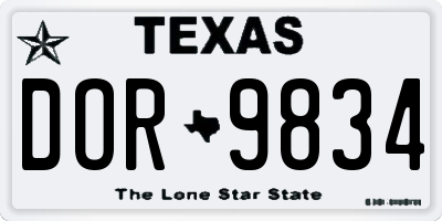 TX license plate DOR9834