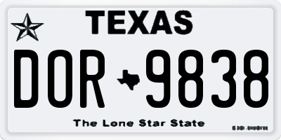 TX license plate DOR9838