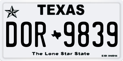 TX license plate DOR9839