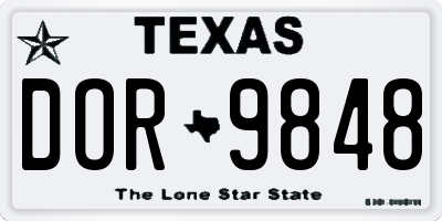TX license plate DOR9848