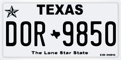 TX license plate DOR9850