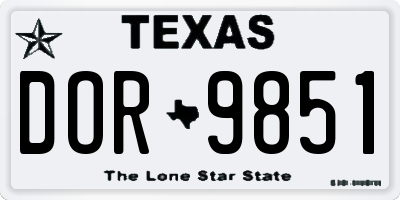 TX license plate DOR9851