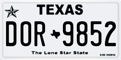 TX license plate DOR9852