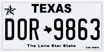 TX license plate DOR9863