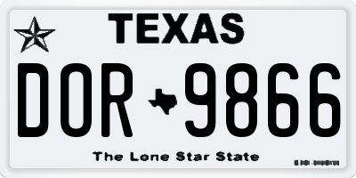 TX license plate DOR9866