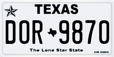 TX license plate DOR9870