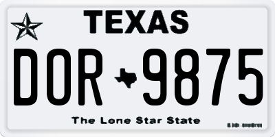 TX license plate DOR9875